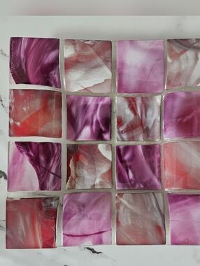 Marco Vetri D'Arte Purple/Red Mosaic Fused Glass Tray (10 7/8")